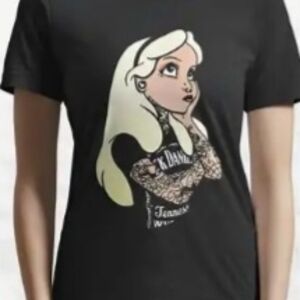 Punk Alice & Wonderland Black Short Sleeve T-Shirt NWOT